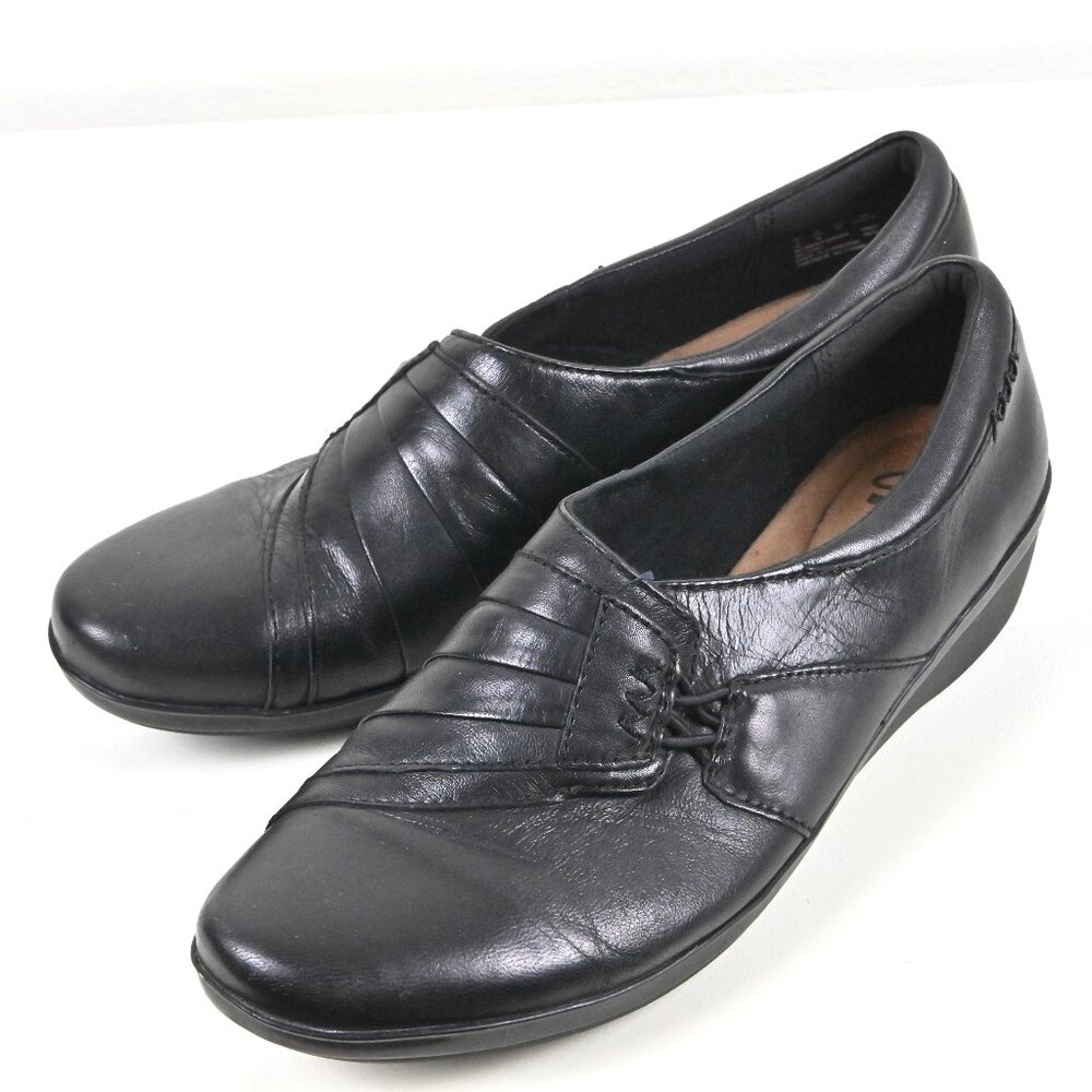 Clarks Collection 90s Everlay Iris Slip On Soft Cushion Black Leather US9.5 UK7